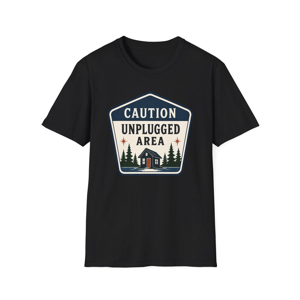 Caution Unplugged Area Graphic Badge Tee
