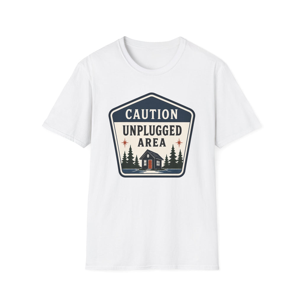 Caution Unplugged Area Graphic Badge Tee