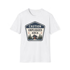 Caution Unplugged Area Graphic Badge Tee