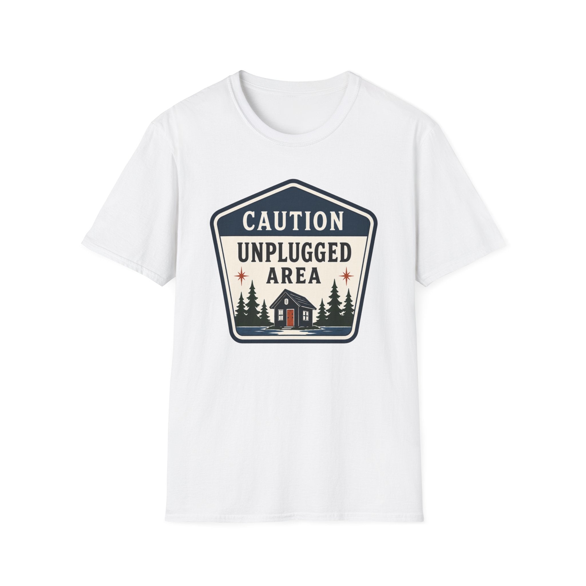 Caution Unplugged Area Graphic Badge Tee