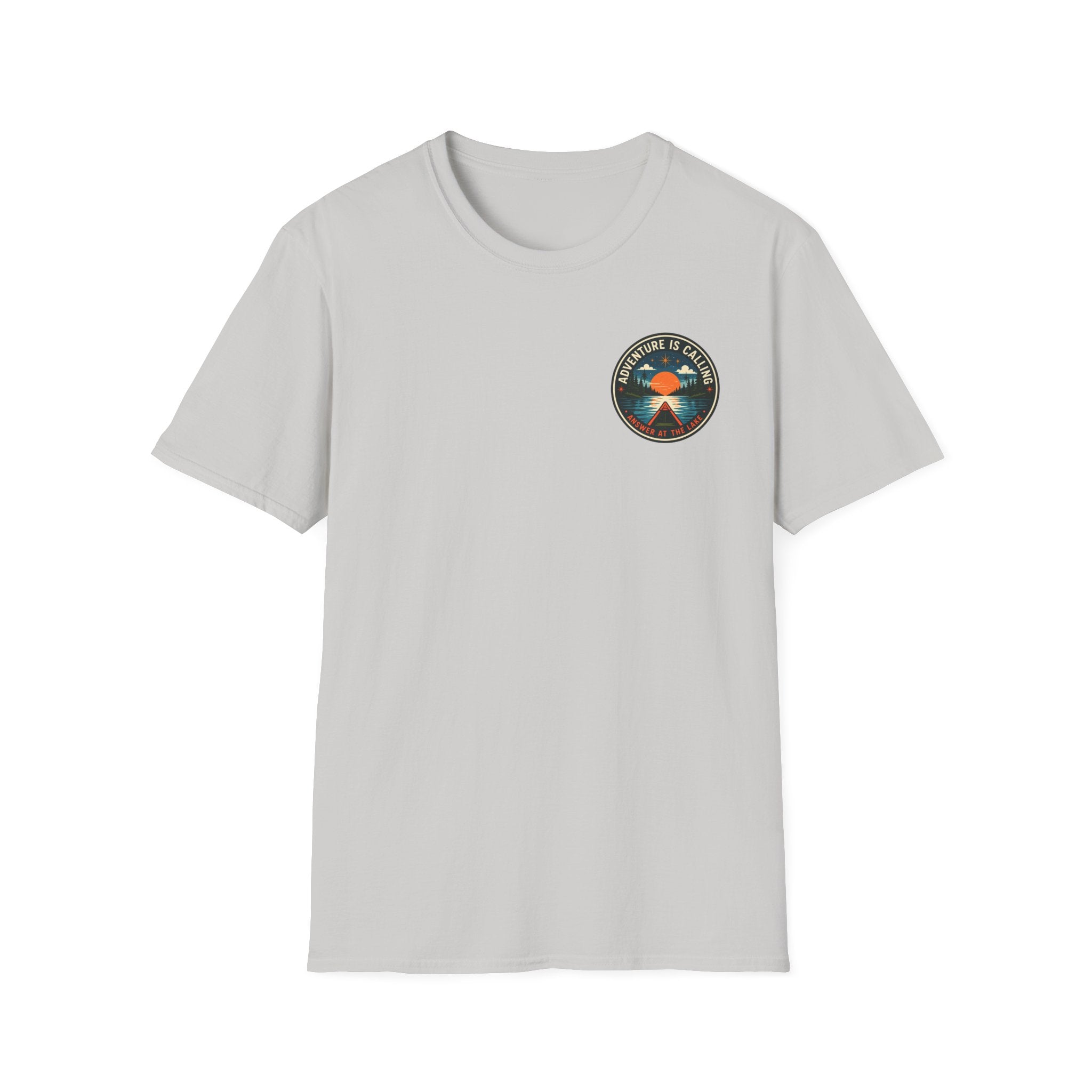 Adventure Is Calling Answer At The Lake Graphic Badge Tee