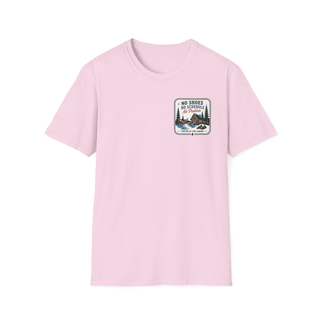 No Shoes, No Schedule, No Problems Graphic Badge Tee