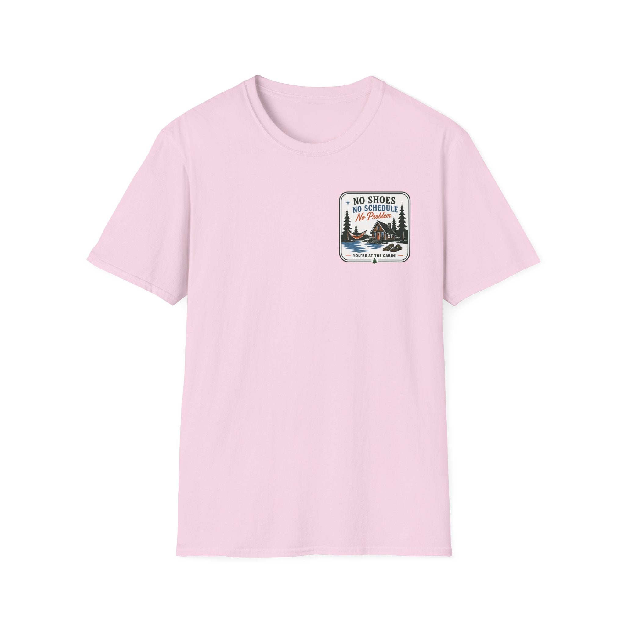No Shoes, No Schedule, No Problems Graphic Badge Tee