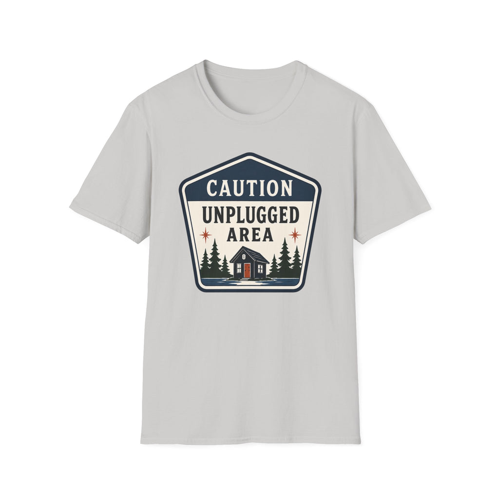 Caution Unplugged Area Graphic Badge Tee