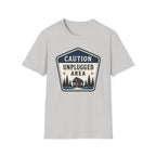 Caution Unplugged Area Graphic Badge Tee