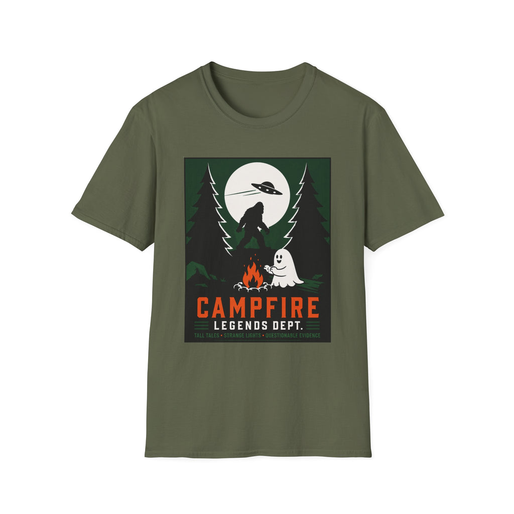 Campfire Legends T-Shirt — Bigfoot, UFO & Ghost Outdoor Adventure Tee