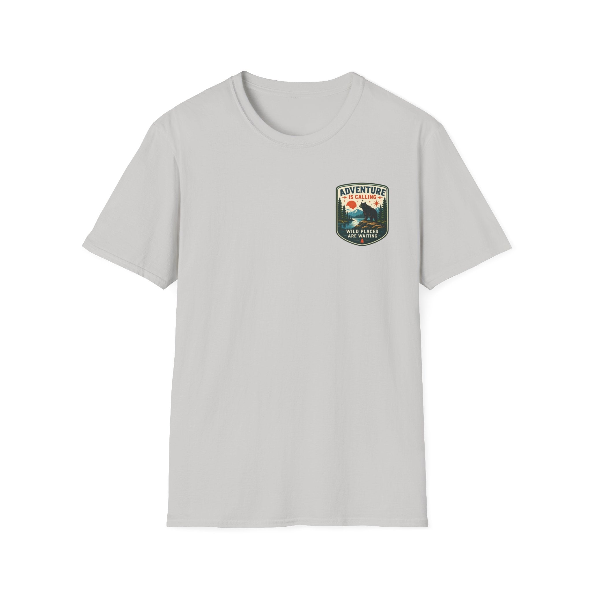 Adventure Is Calling Wild Places Are Waiting Graphic Badge Tee