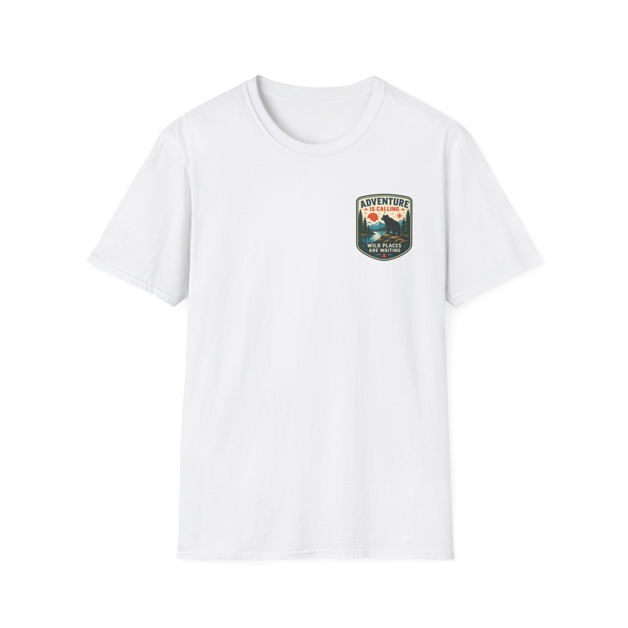 Adventure Is Calling Wild Places Are Waiting Graphic Badge Tee