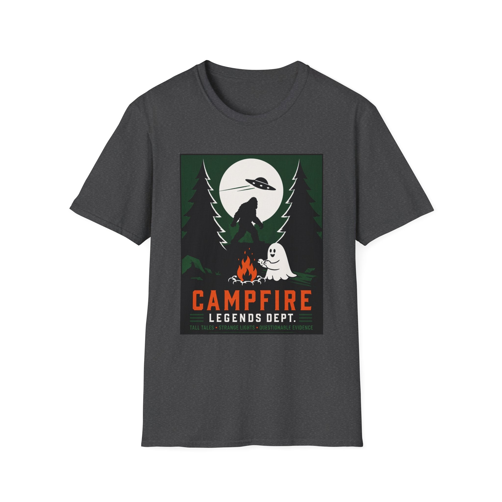 Campfire Legends T-Shirt — Bigfoot, UFO & Ghost Outdoor Adventure Tee