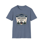 Caution Unplugged Area Graphic Badge Tee
