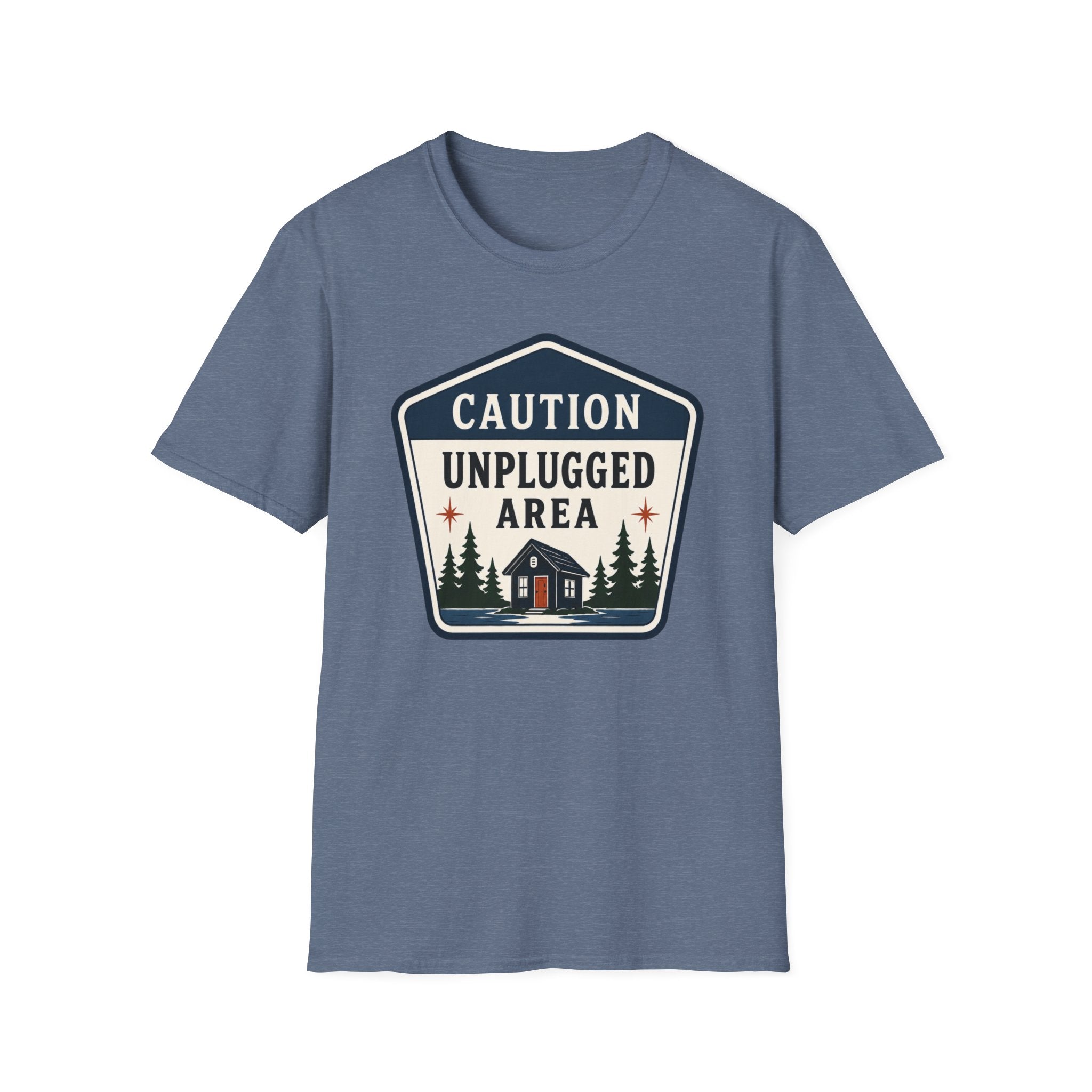 Caution Unplugged Area Graphic Badge Tee