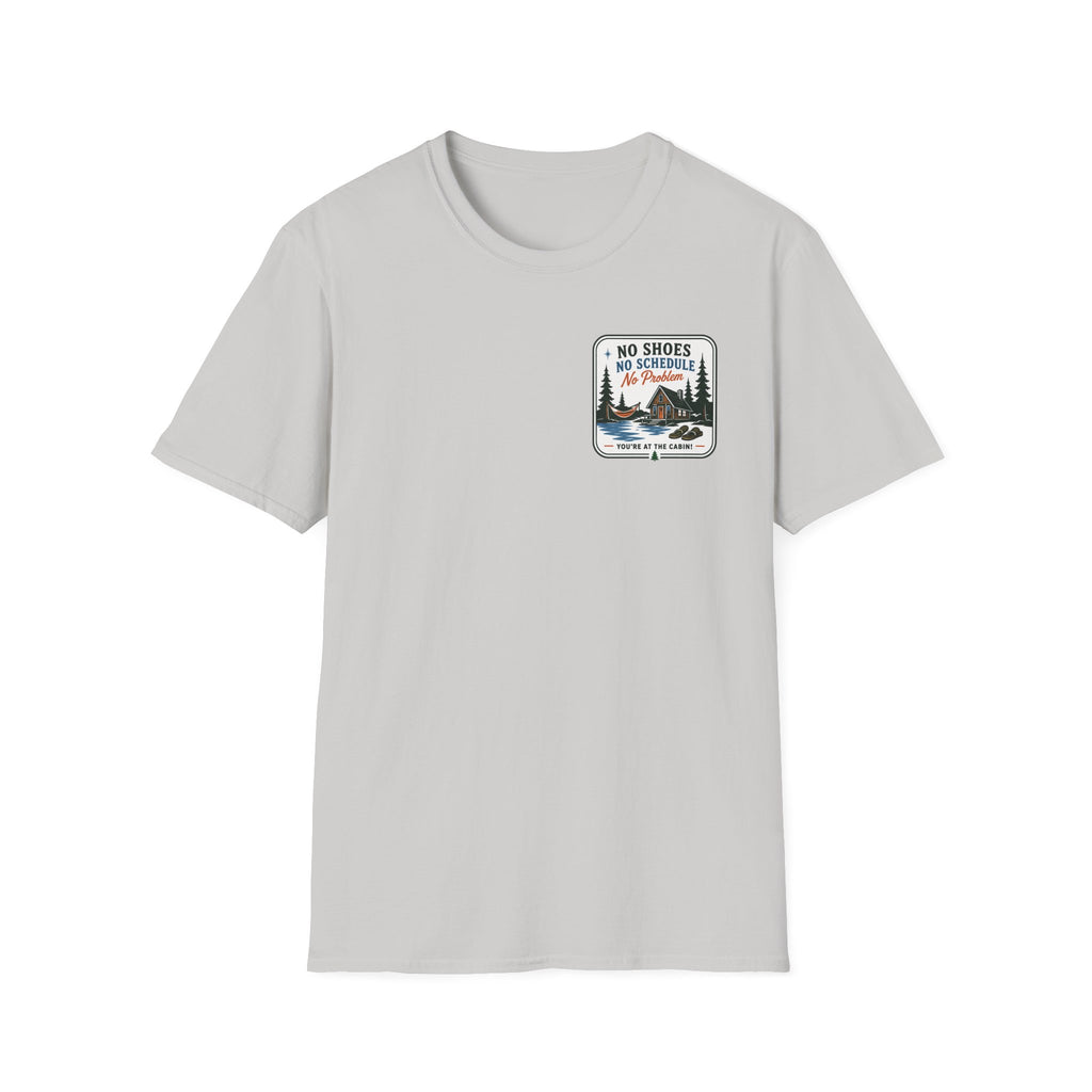 No Shoes, No Schedule, No Problems Graphic Badge Tee