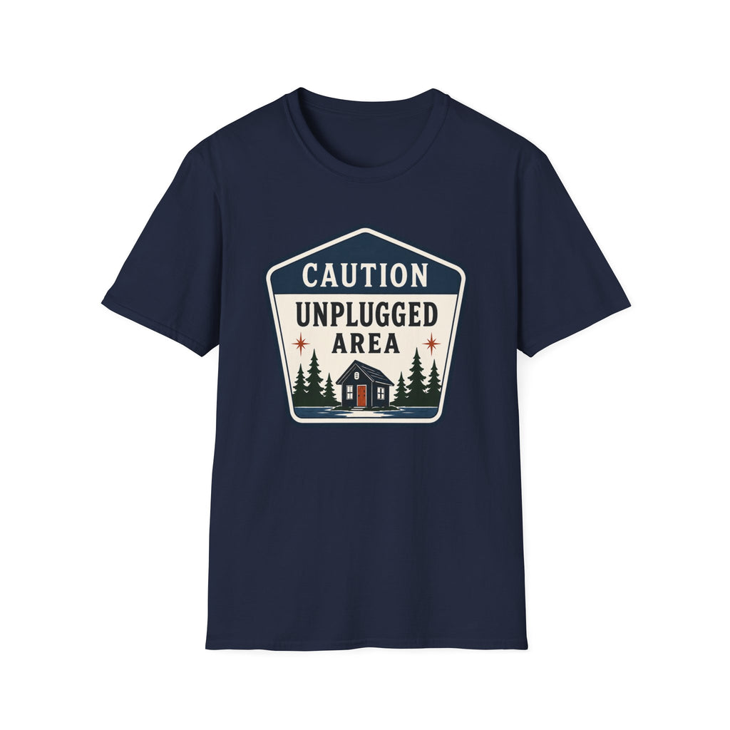Caution Unplugged Area Graphic Badge Tee