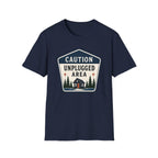 Caution Unplugged Area Graphic Badge Tee