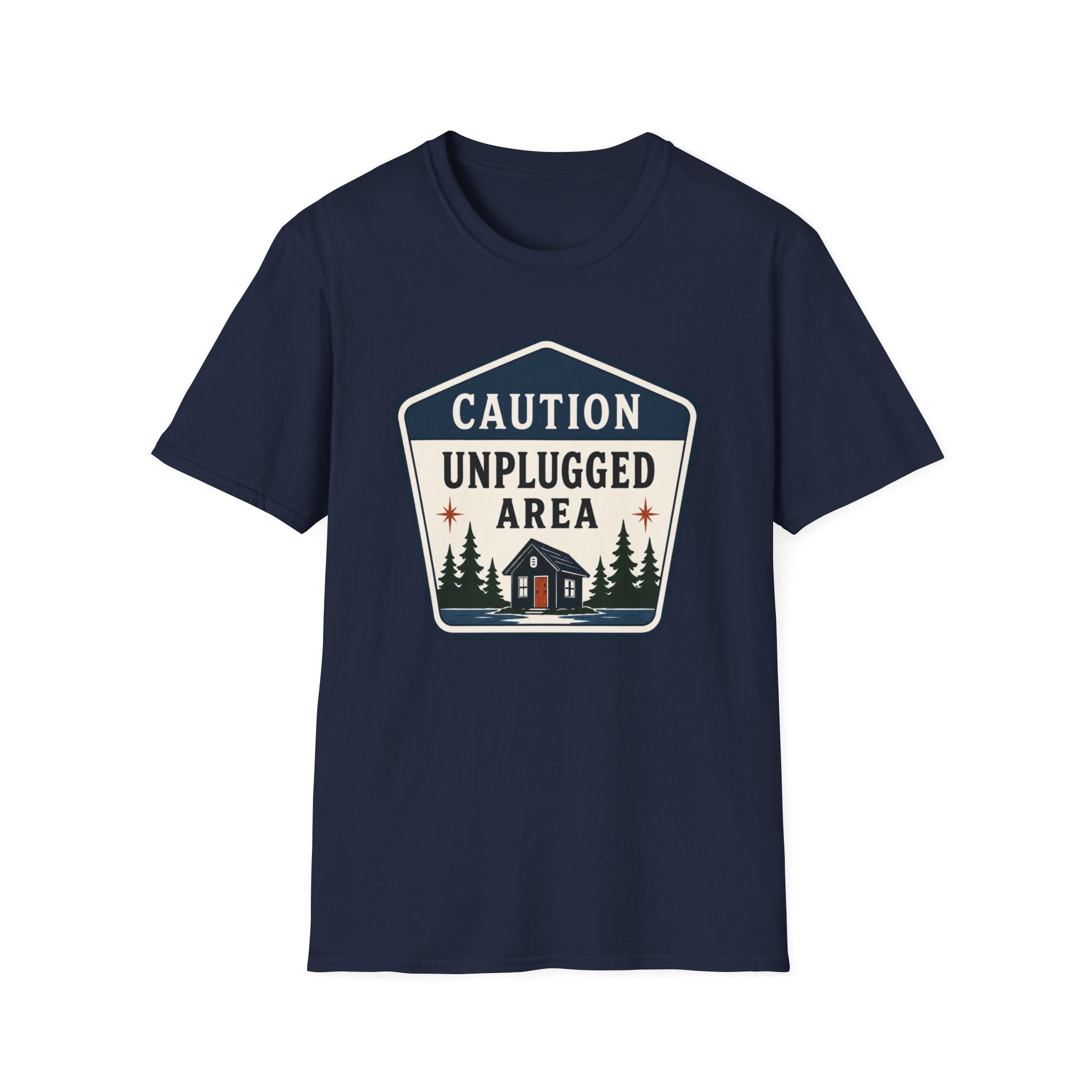 Caution Unplugged Area Graphic Badge Tee