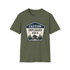 Caution Unplugged Area Graphic Badge Tee