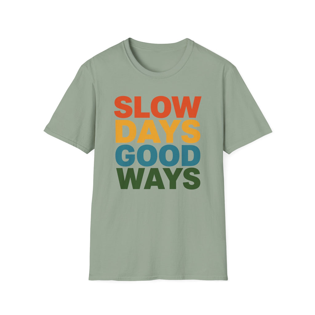 Slow Days Good Ways T-Shirt — Retro Colorblock Relaxed Tee