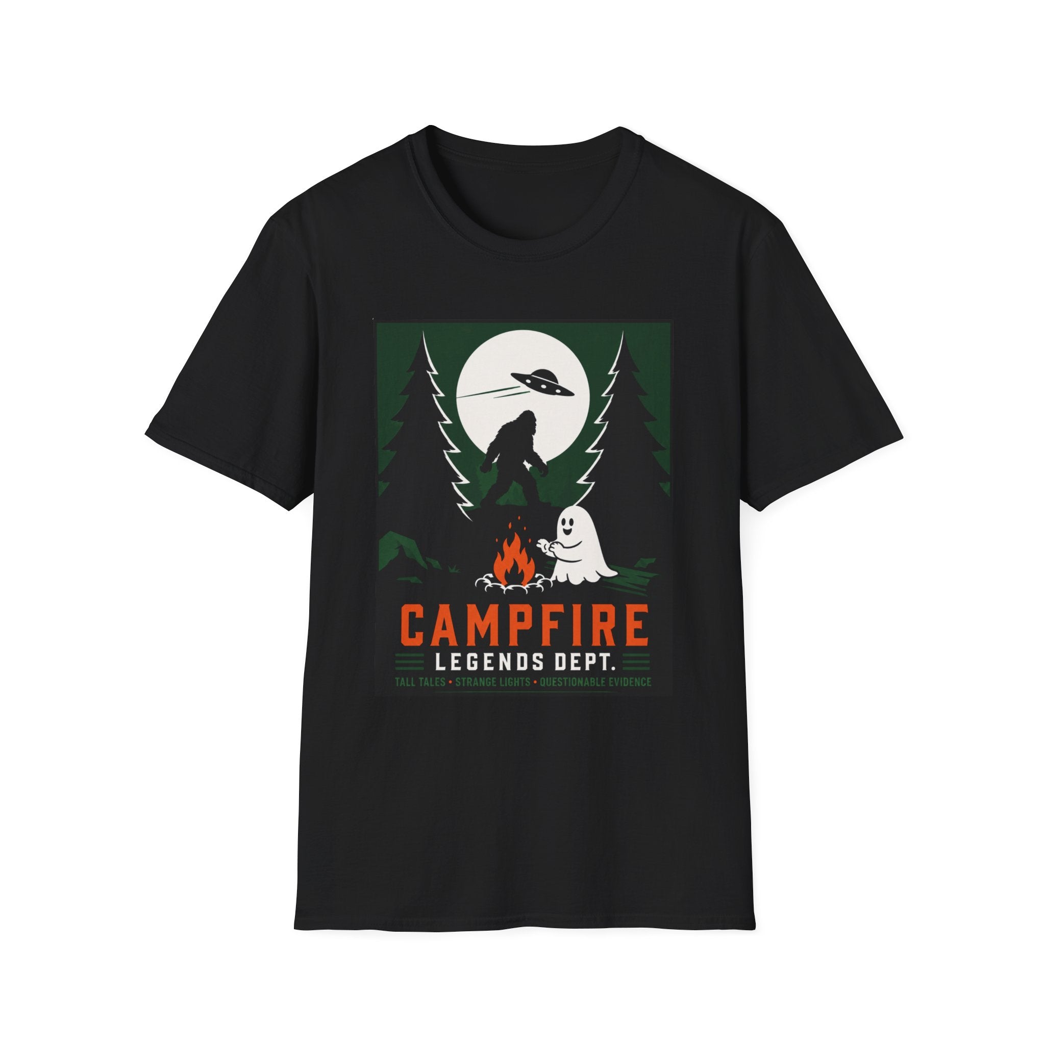 Campfire Legends T-Shirt — Bigfoot, UFO & Ghost Outdoor Adventure Tee