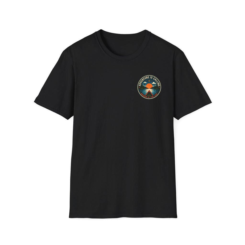 Adventure Is Calling Answer At The Lake Graphic Badge Tee