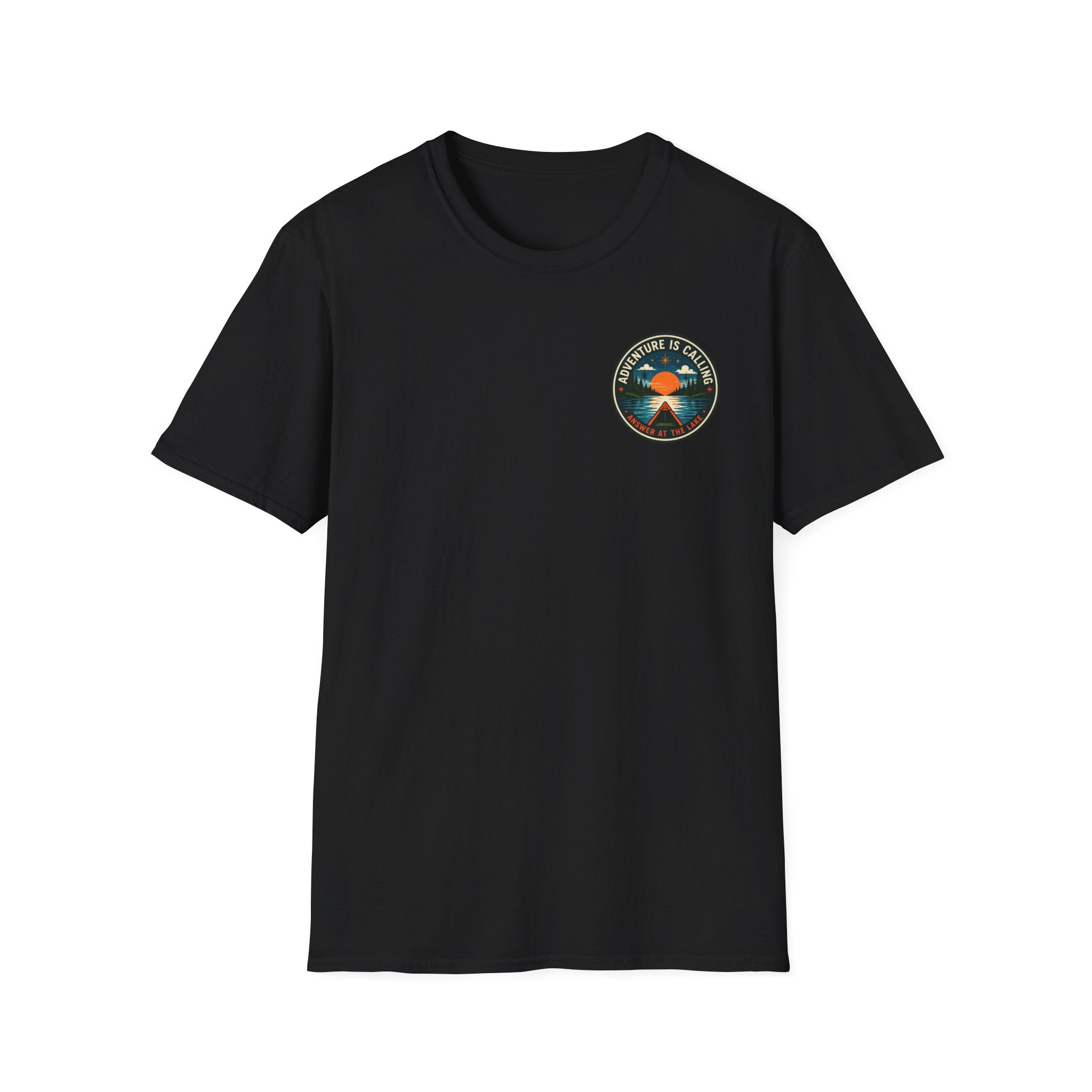 Adventure Is Calling Answer At The Lake Graphic Badge Tee