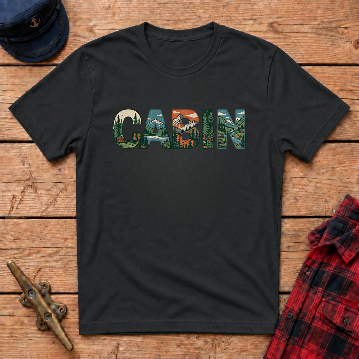 Vintage Cabin Landscape Graphic Tee