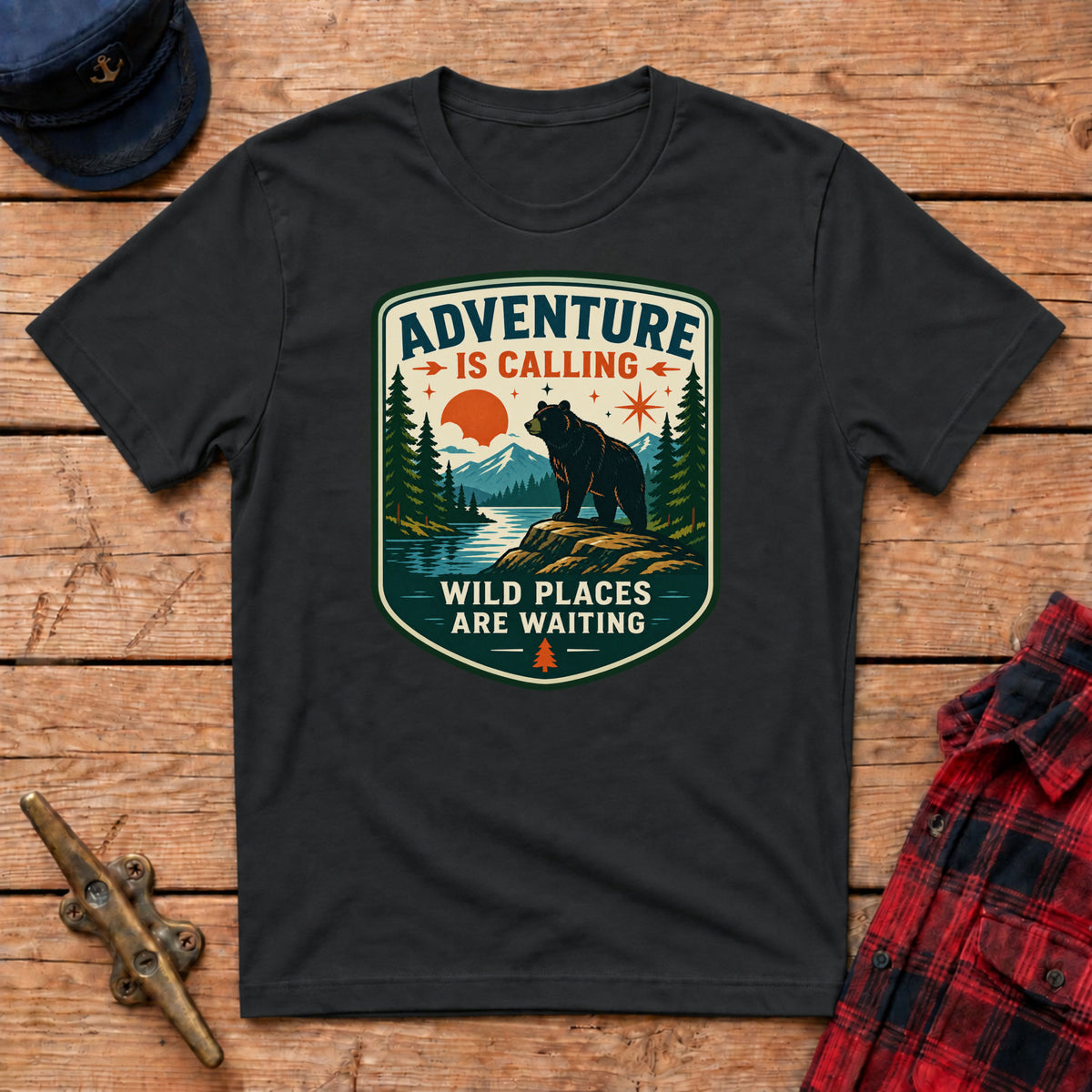 Adventure Is Calling Wild Places Are Waiting Graphic Tee