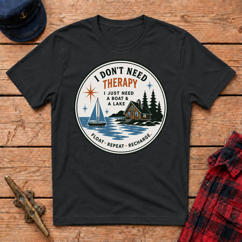 I Don't Need Therapy I Just Need A Boat & A Lake Graphic Tee