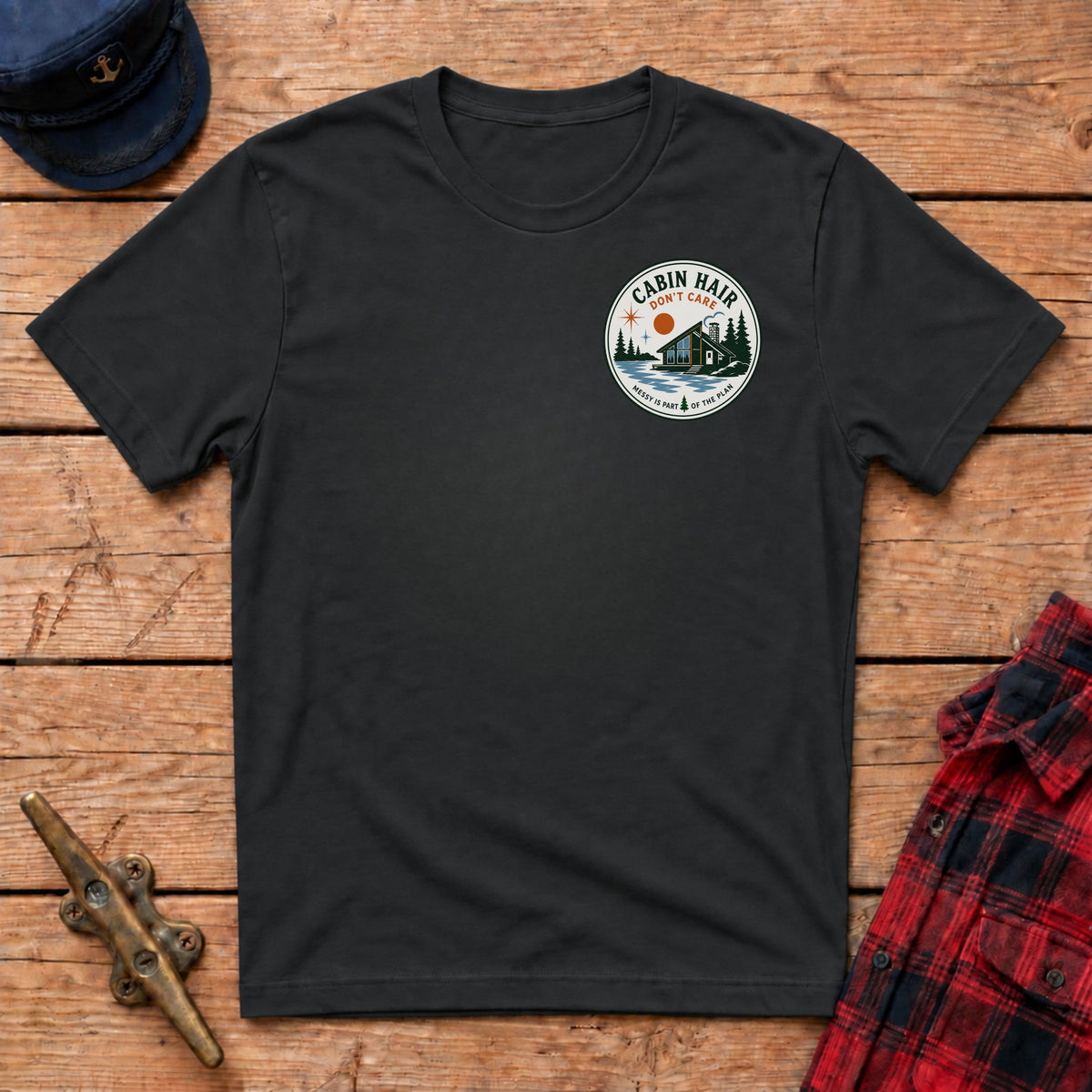 Cabin Hair Don't Care Graphic Badge Tee