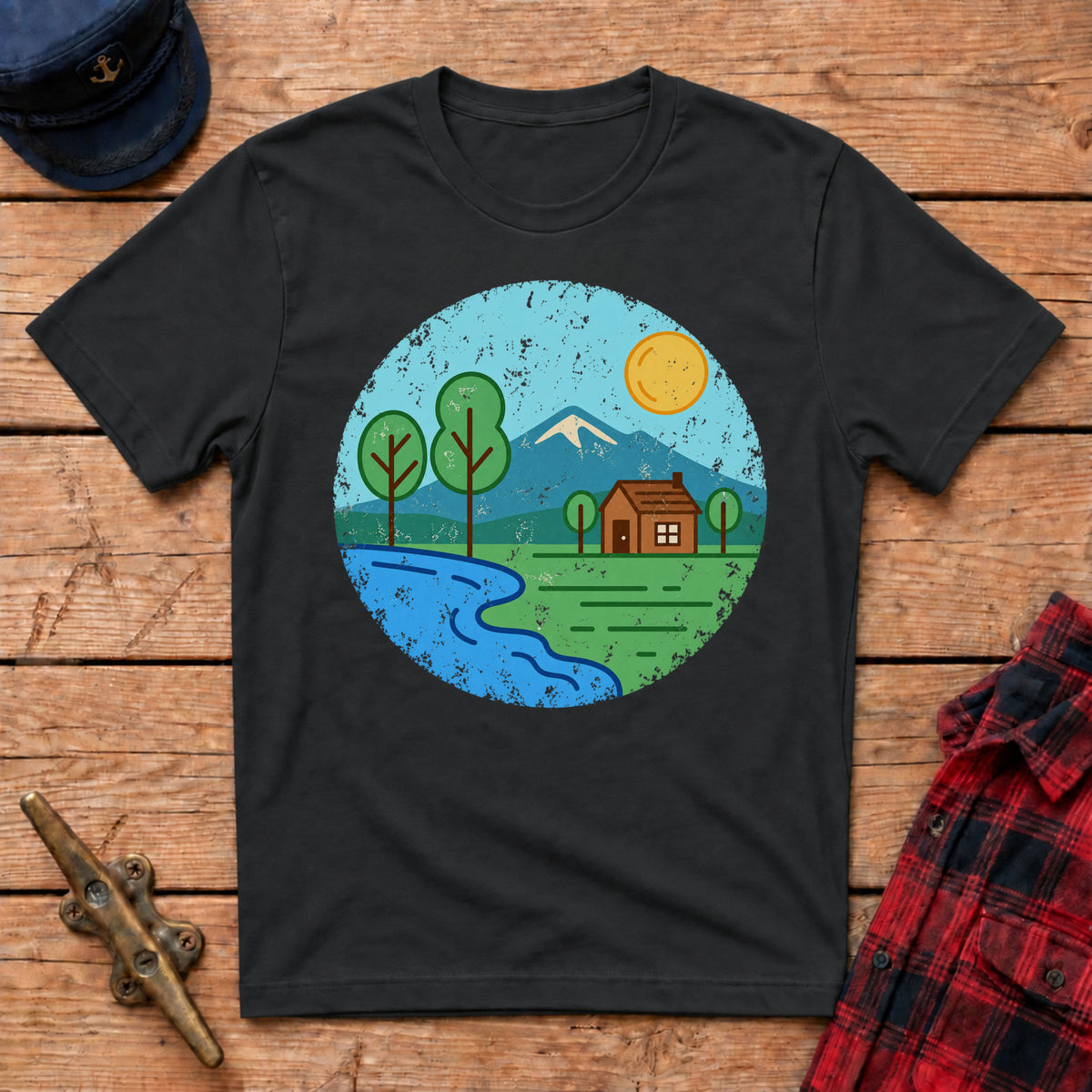 Retro Distressed Cabin Graphic Tee