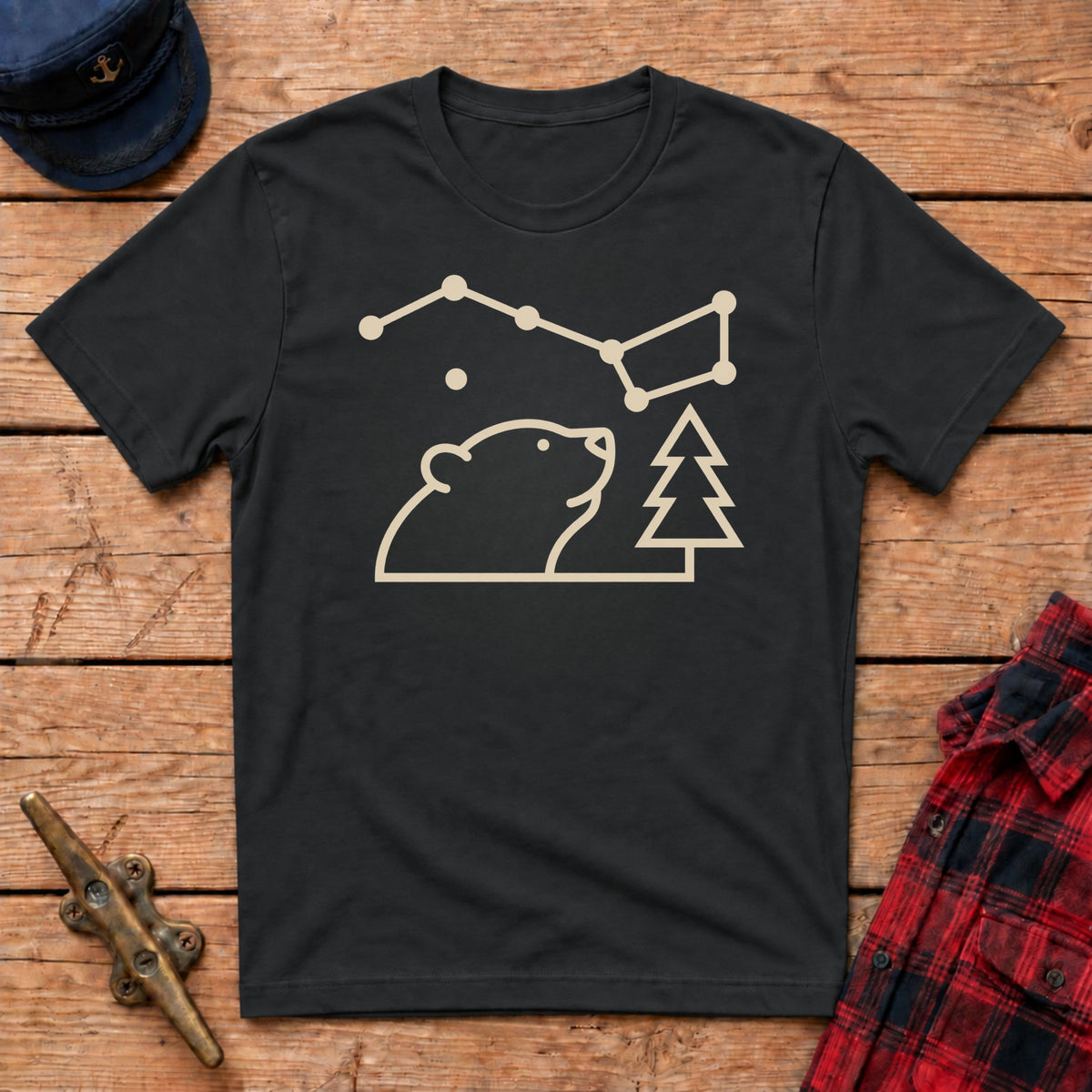 Bear Discovering Constellations Graphic Tee