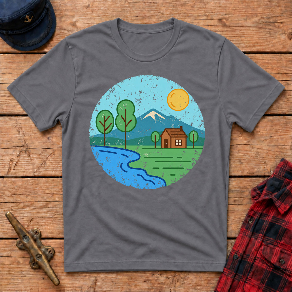 Retro Distressed Cabin Graphic Tee