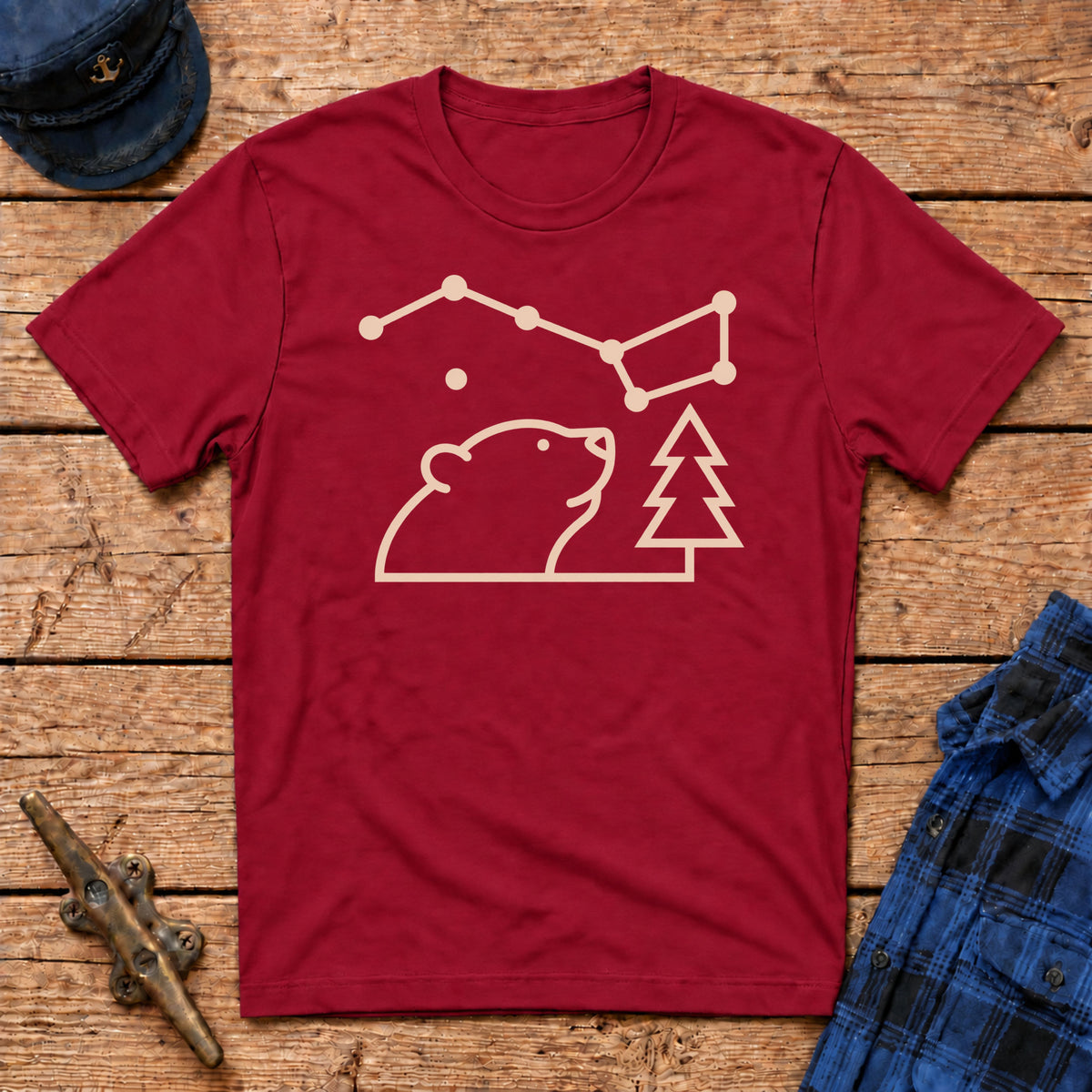 Bear Discovering Constellations Graphic Tee