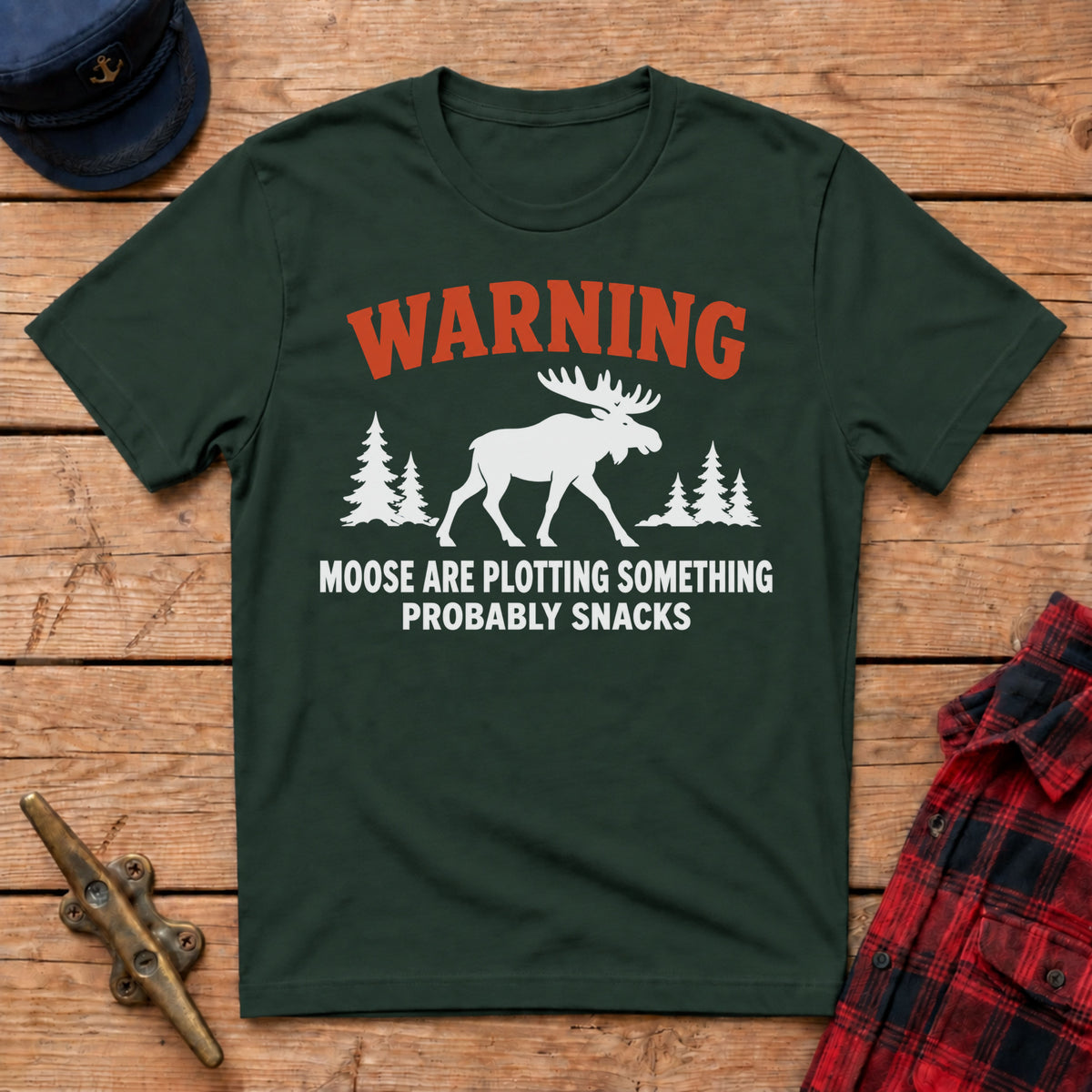 Warning Moose Are Plotting Snacks Graphic Tee