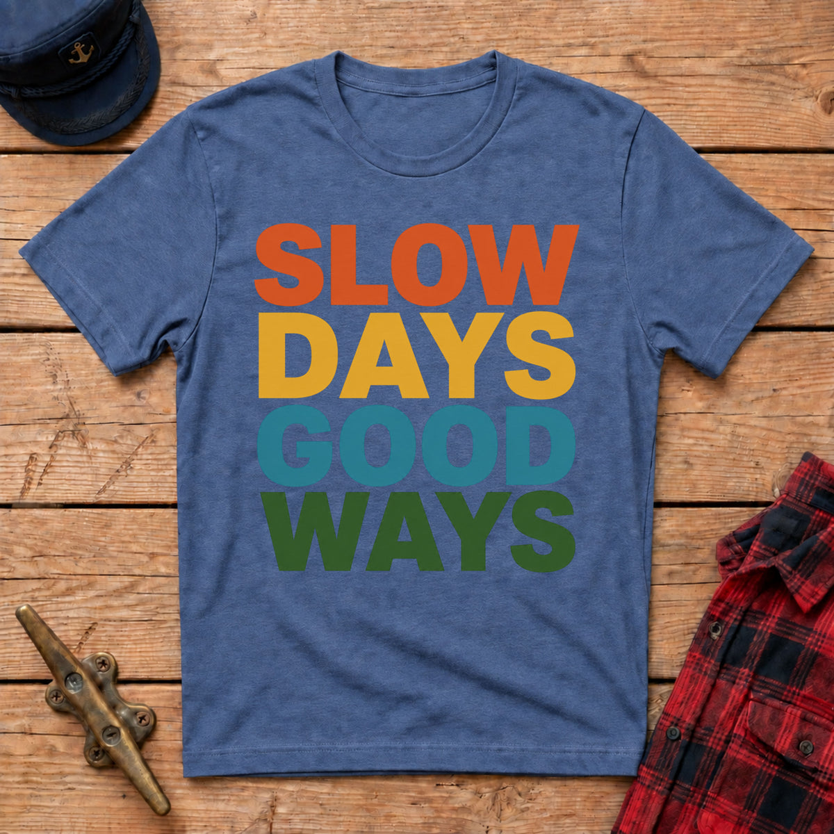 Slow Days Good Ways T-Shirt — Retro Colorblock Relaxed Tee