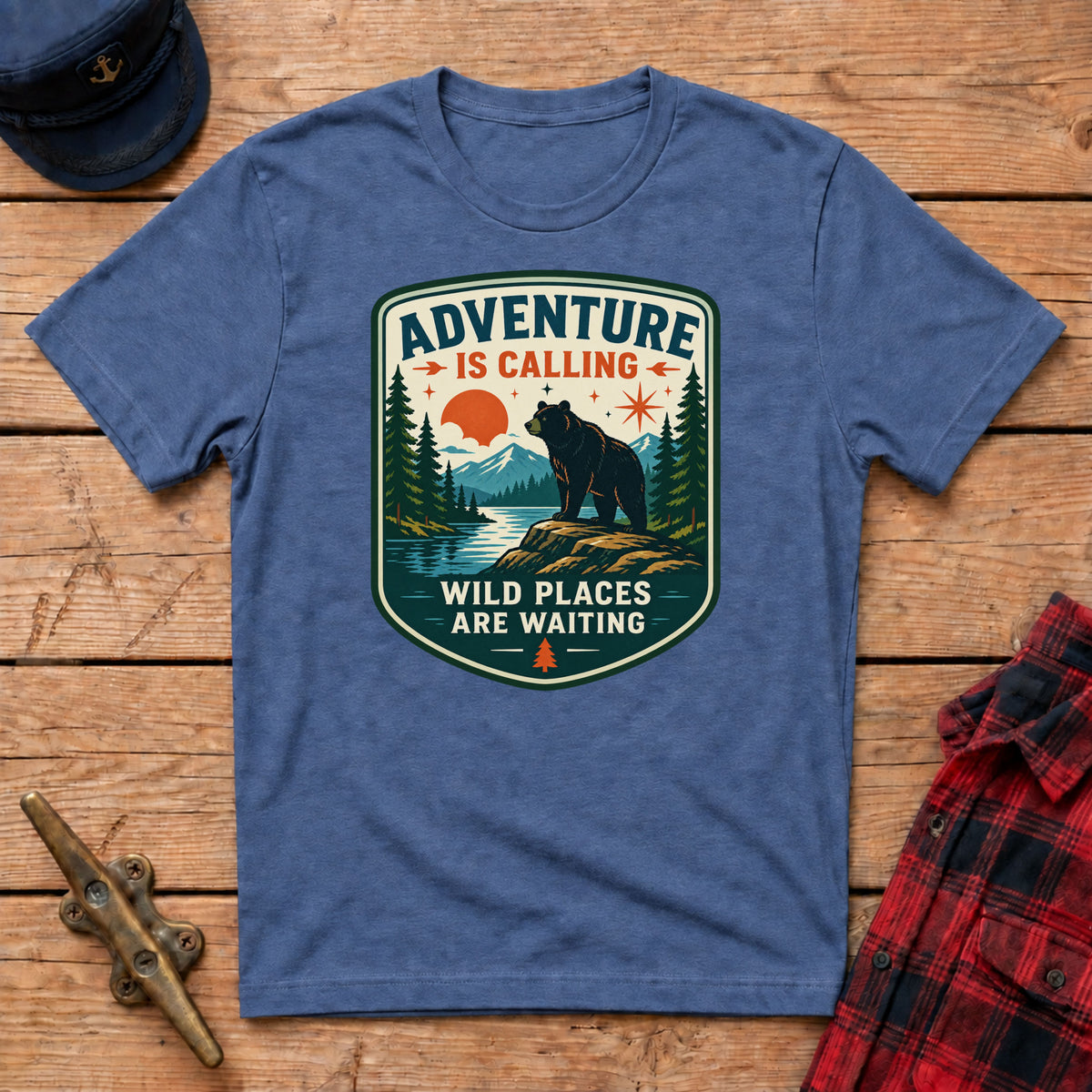 Adventure Is Calling Wild Places Are Waiting Graphic Tee