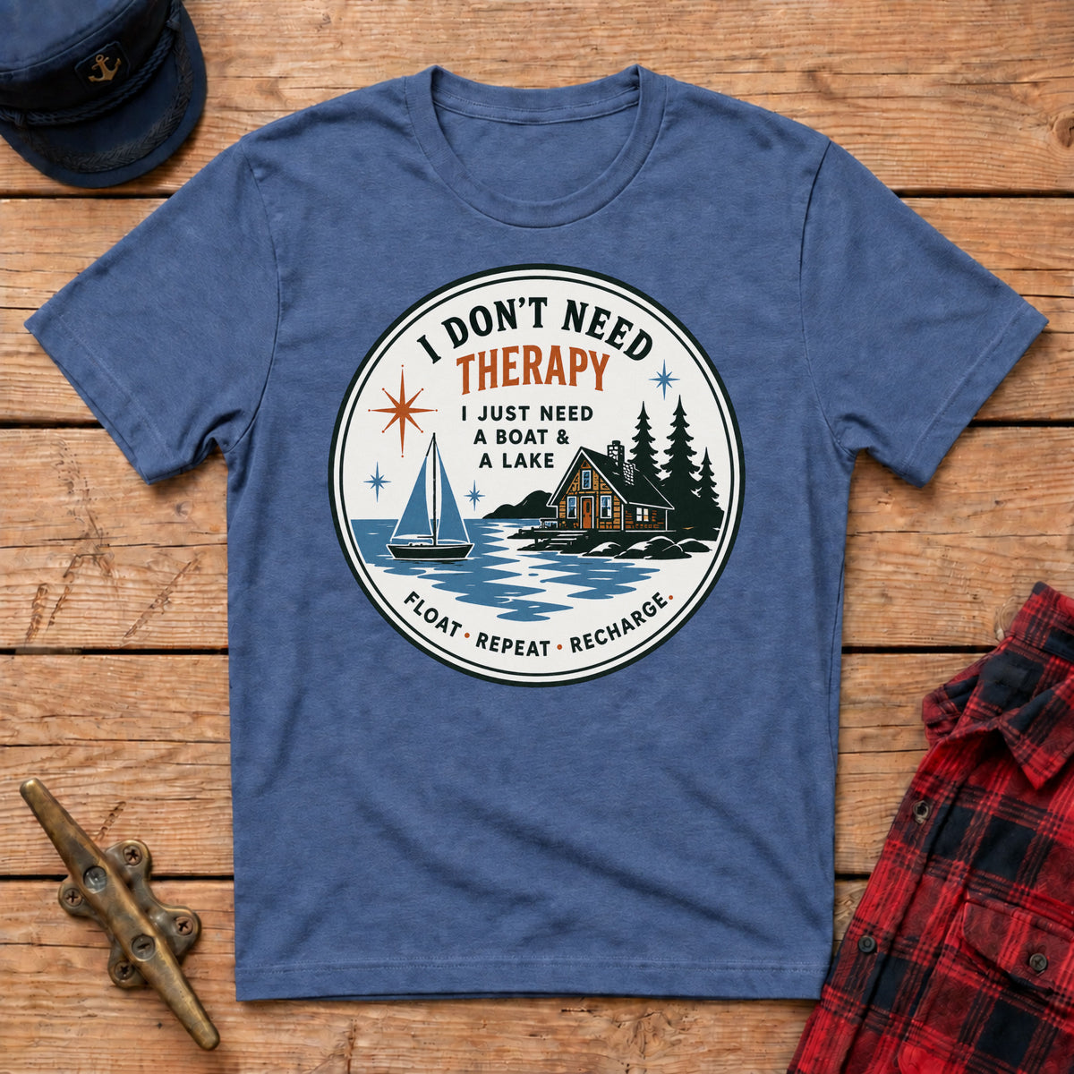 I Don't Need Therapy I Just Need A Boat & A Lake Graphic Tee
