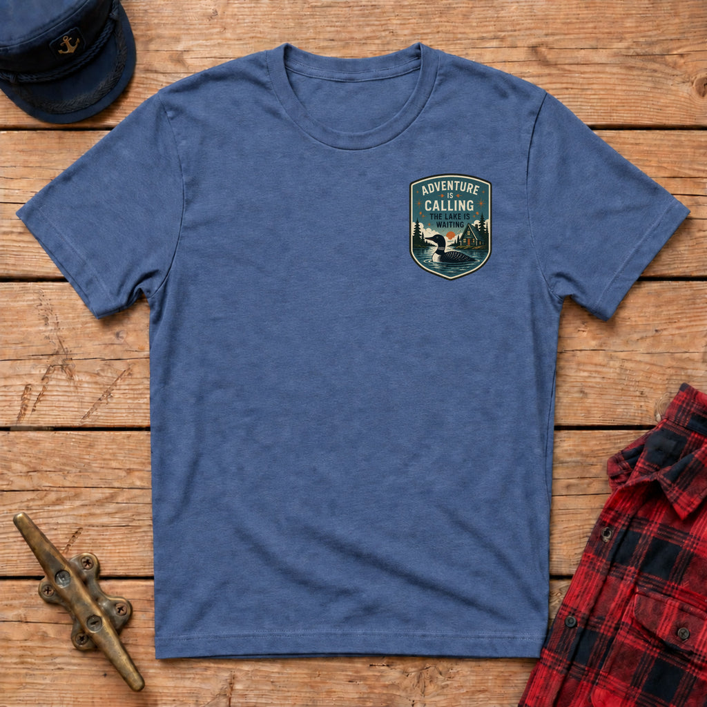 Adventure Calling The Lake Is Waiting Graphic Badge Tee