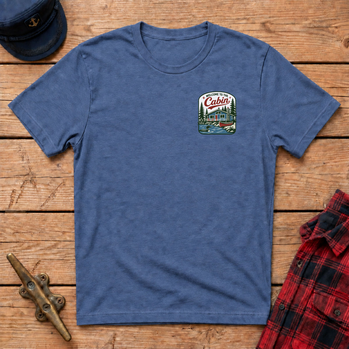 Welcome to the Cabin Lake House Graphic Badge Tee