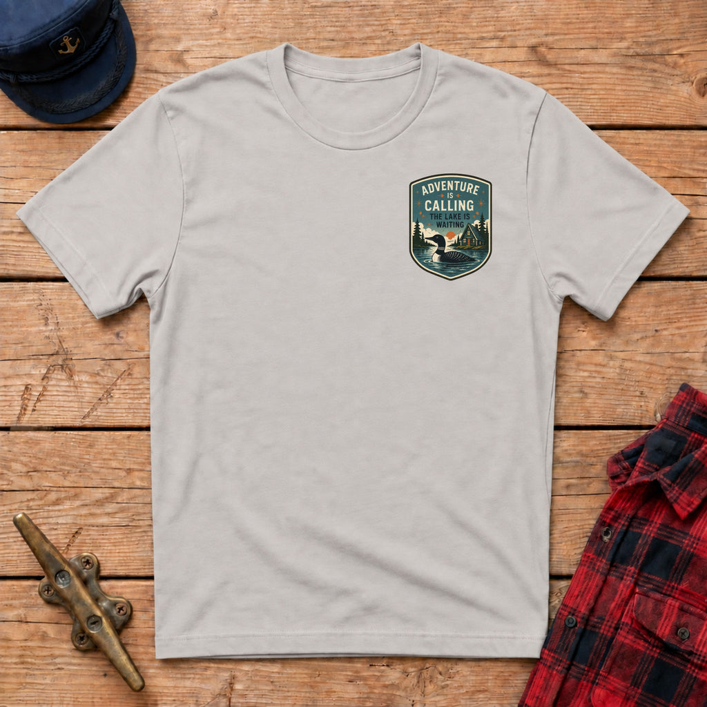 Adventure Calling The Lake Is Waiting Graphic Badge Tee