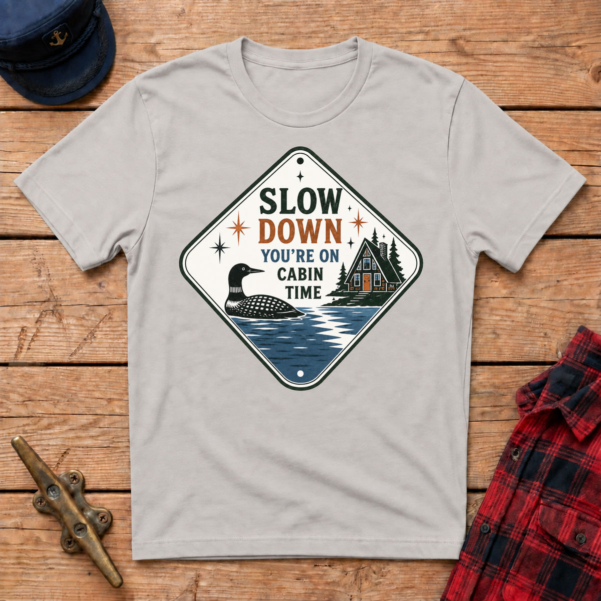 Slow Down You're On Cabin Time Graphic Tee