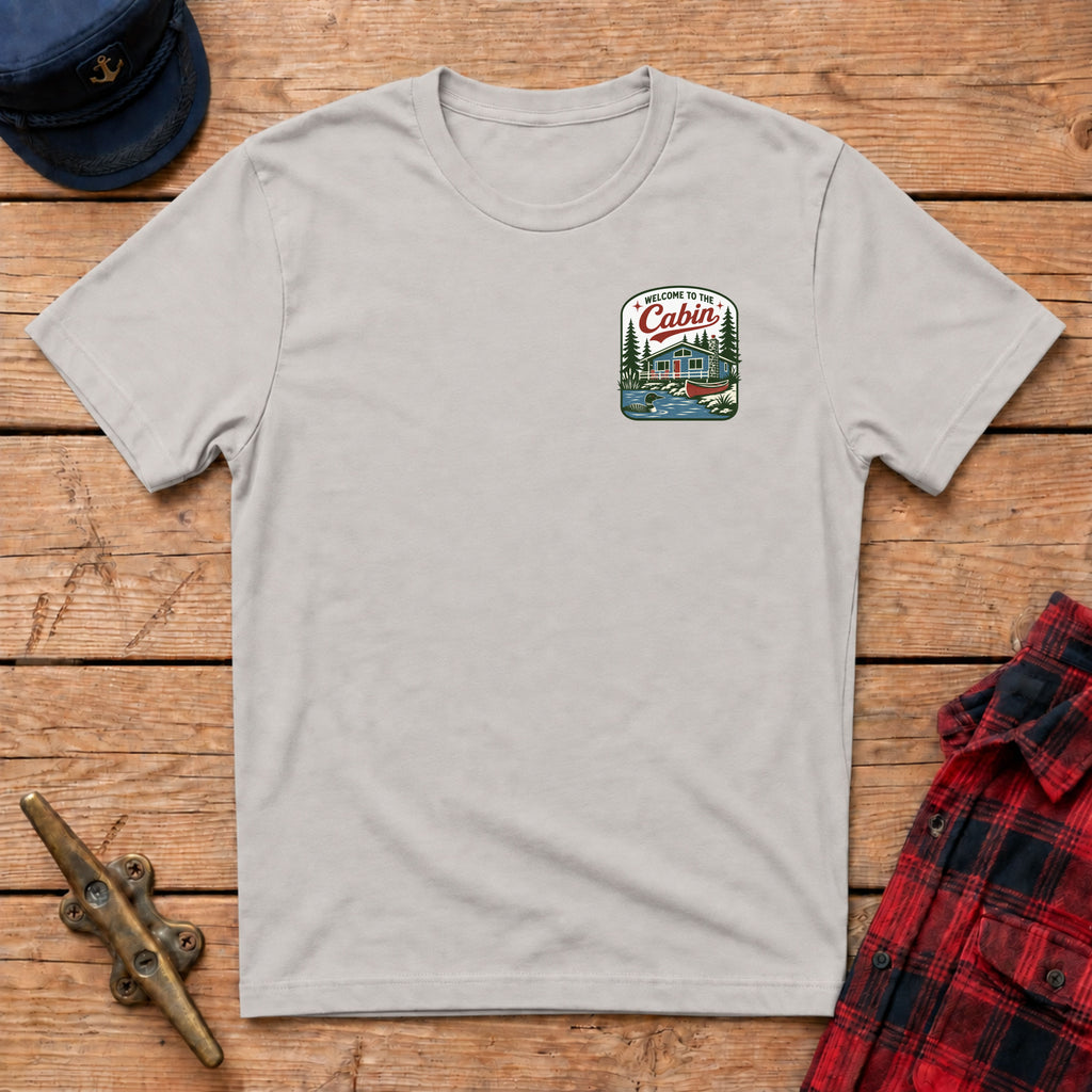 Welcome to the Cabin Lake House Graphic Badge Tee
