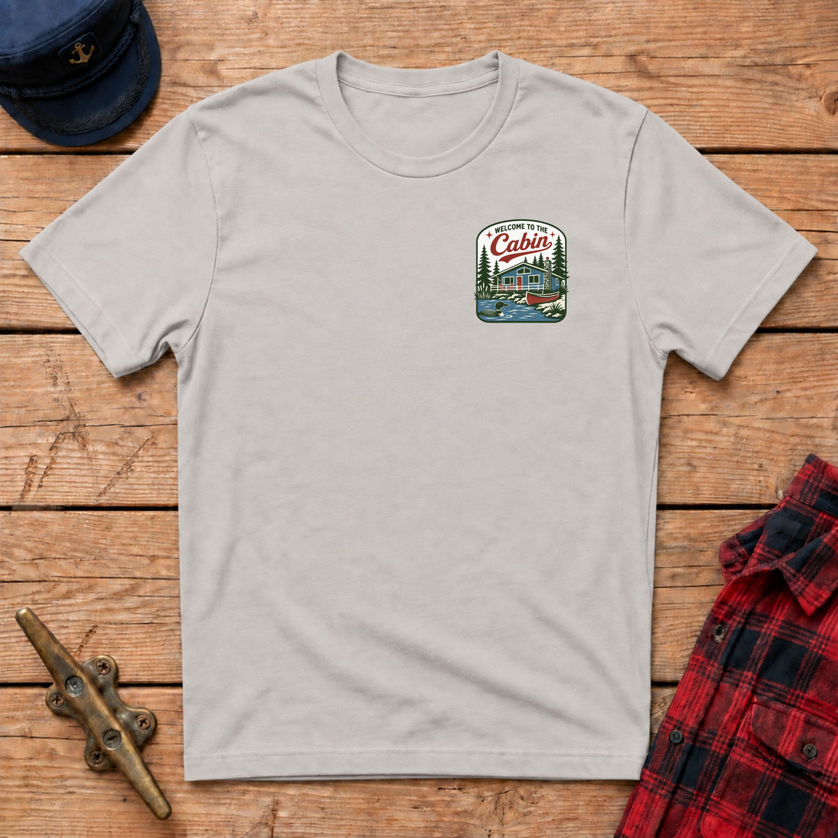 Welcome to the Cabin Lake House Graphic Badge Tee
