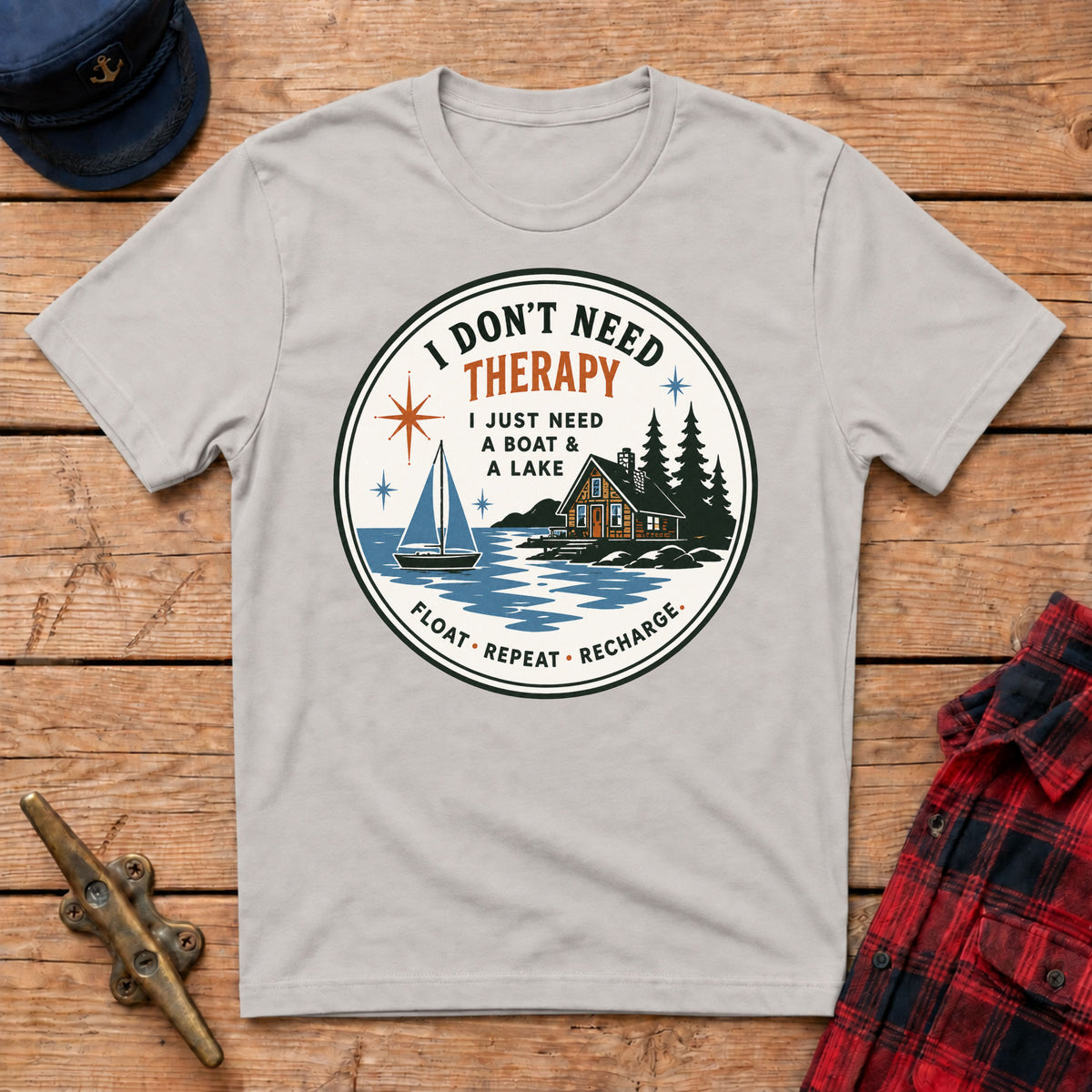 I Don't Need Therapy I Just Need A Boat & A Lake Graphic Tee