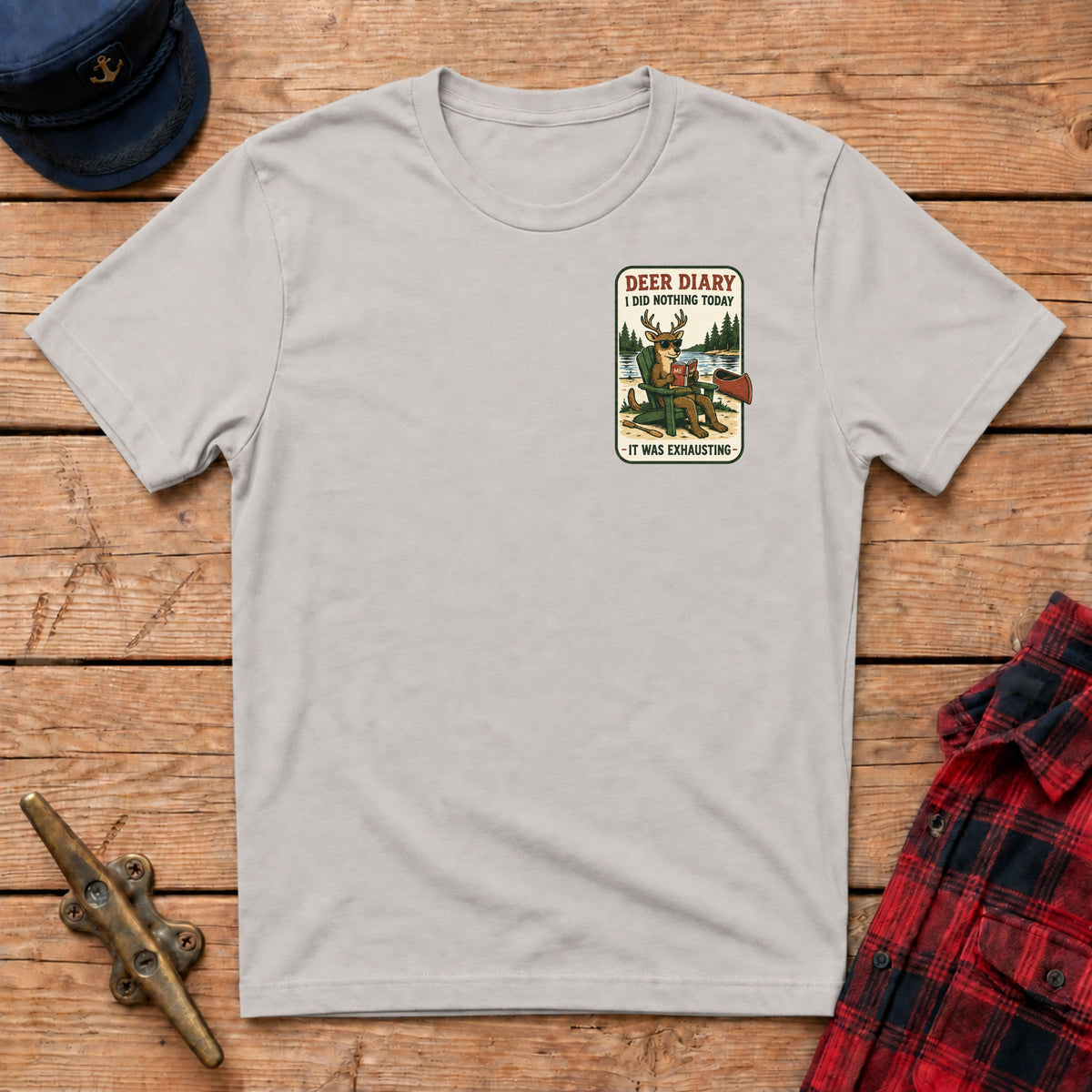 Deer Diary I Did Nothing Today Graphic Badge Tee