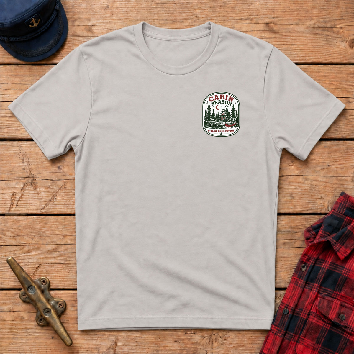 Cabin Season: Offline Until Monday Graphic Badge Tee