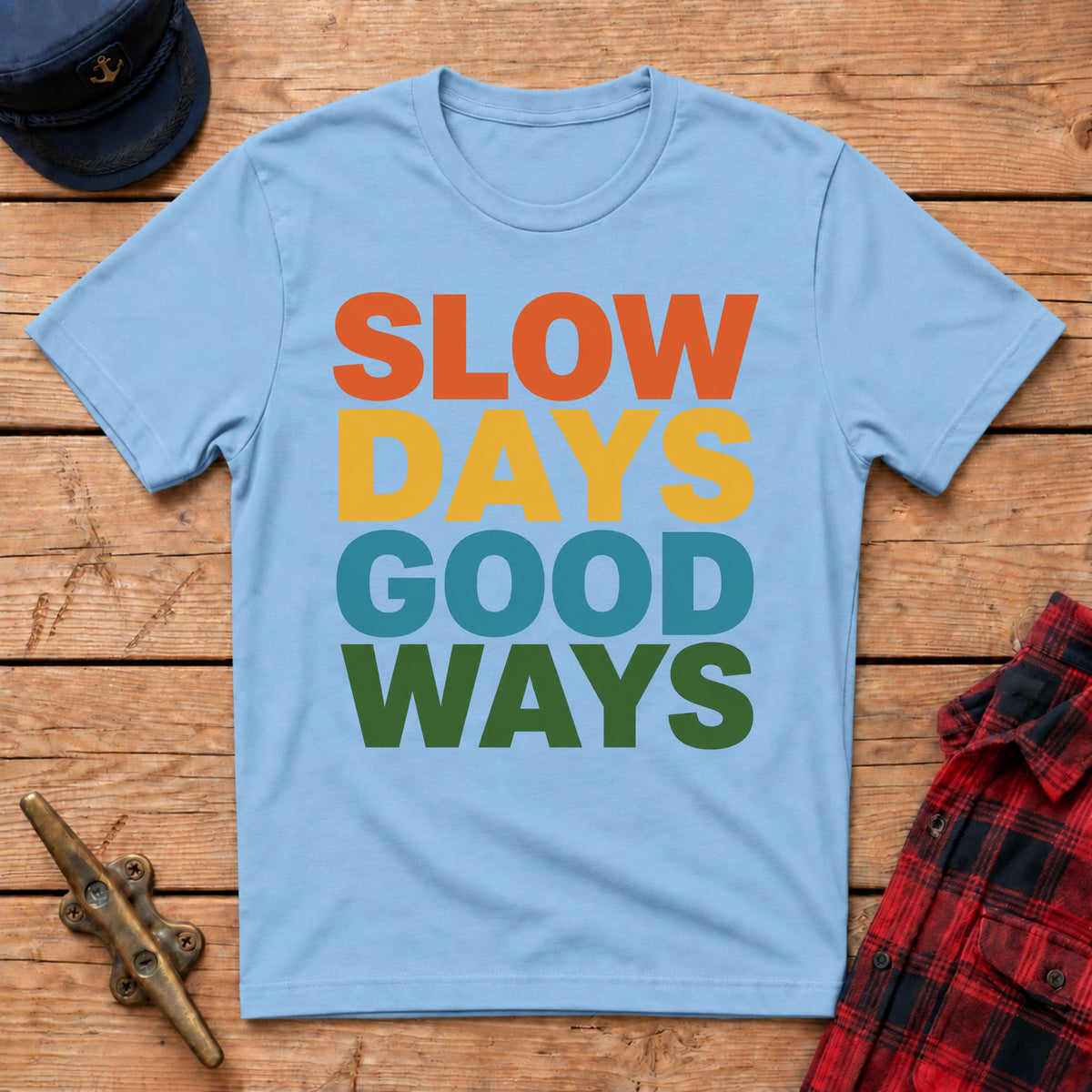 Slow Days Good Ways T-Shirt — Retro Colorblock Relaxed Tee