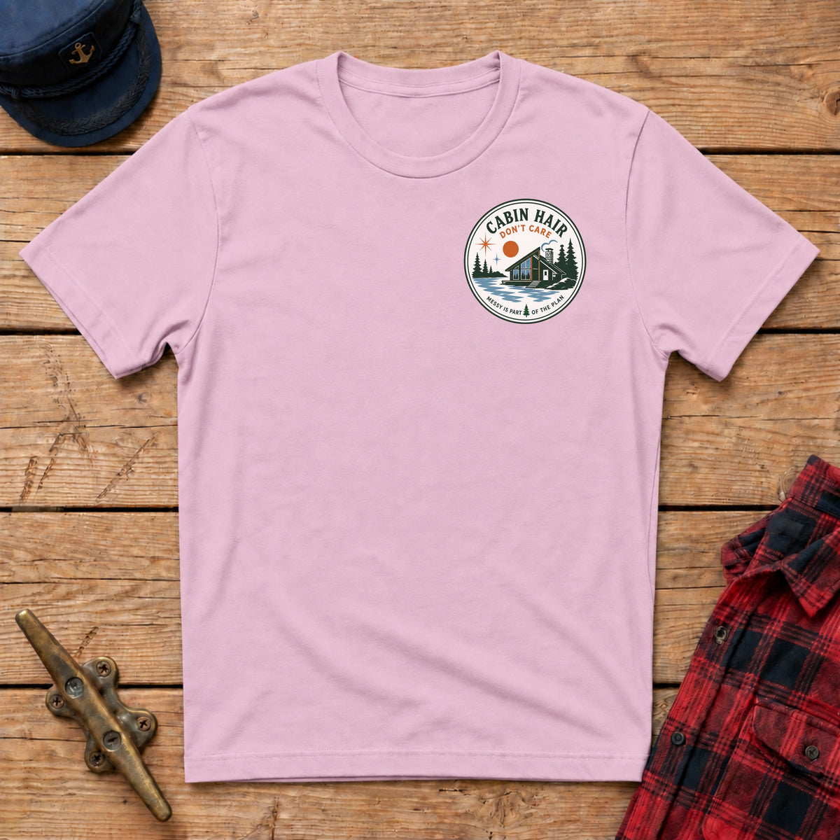 Cabin Hair Don't Care Graphic Badge Tee