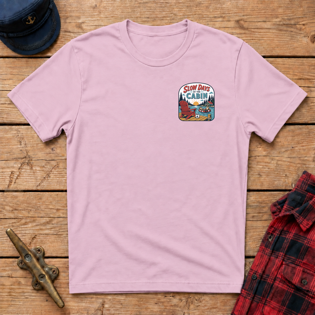 Slow Days at the Cabin Graphic Badge Tee