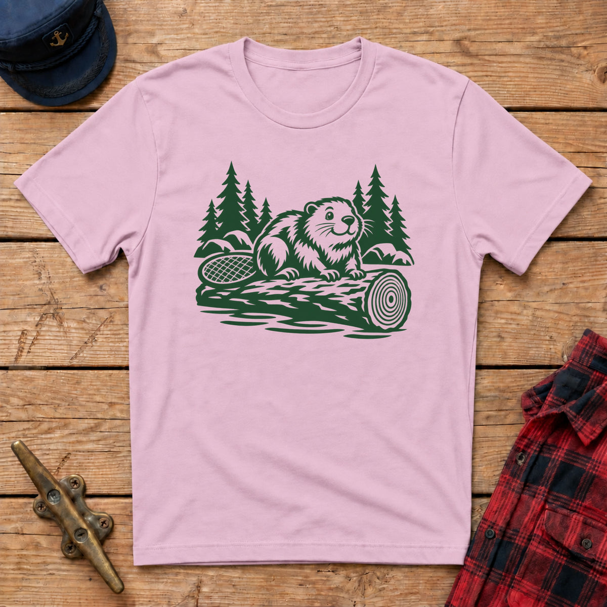 Beaver and Log Graphic Tee