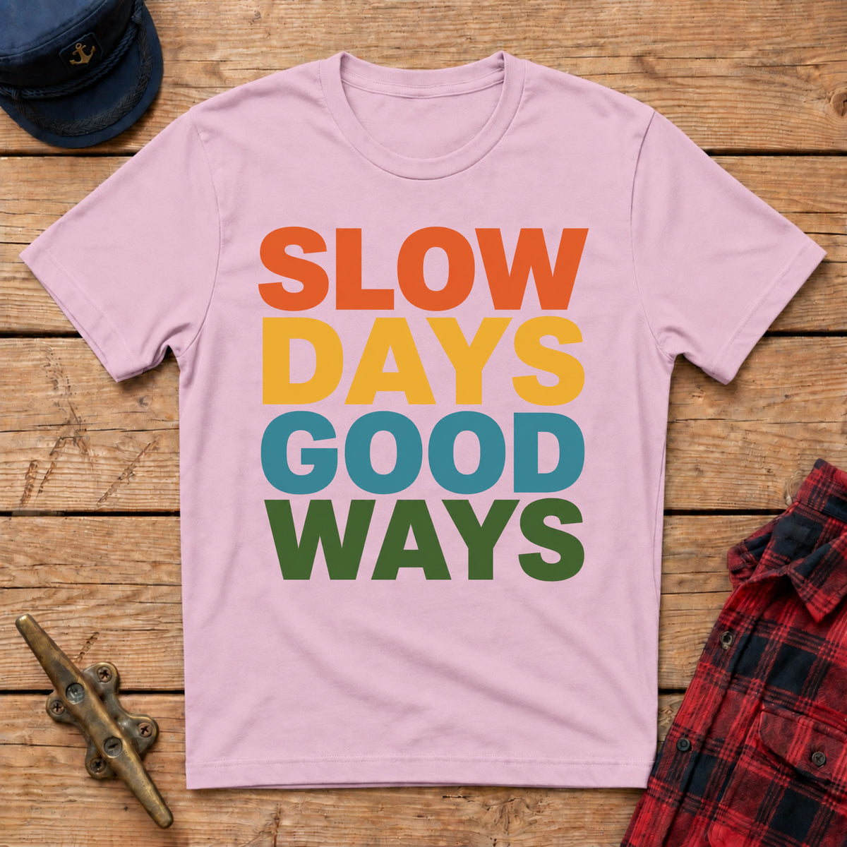 Slow Days Good Ways T-Shirt — Retro Colorblock Relaxed Tee